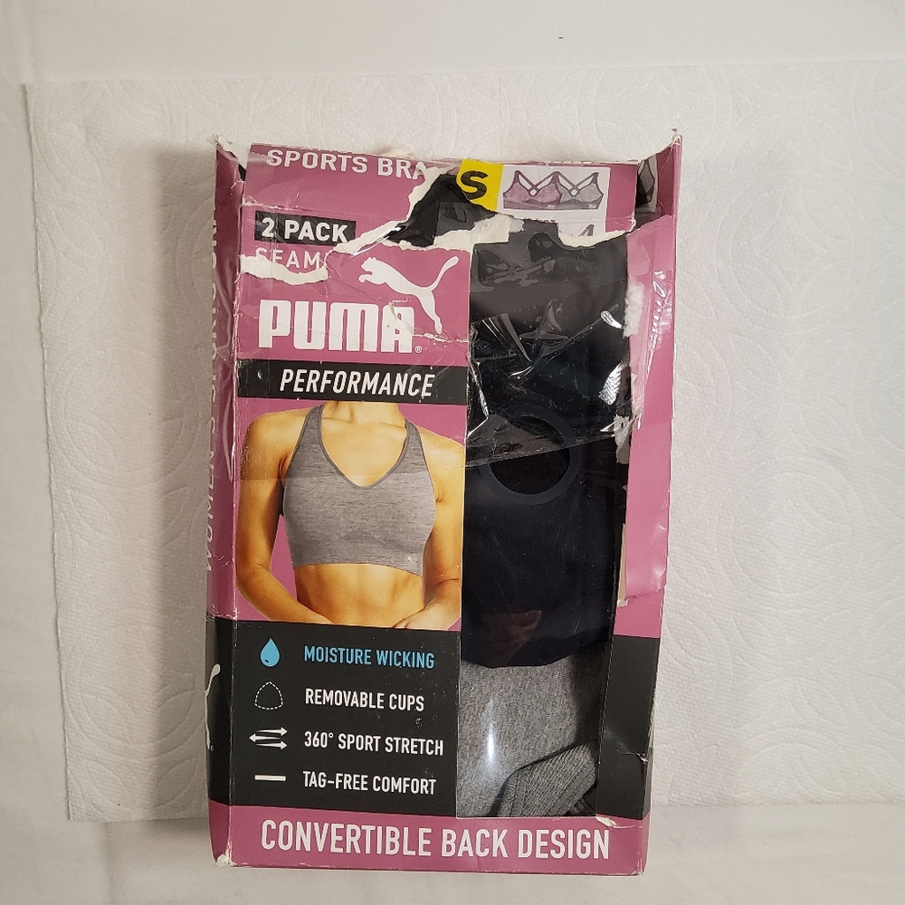 New Damage Box Puma Women's Convertible Sports Bra 2 Pack size S
